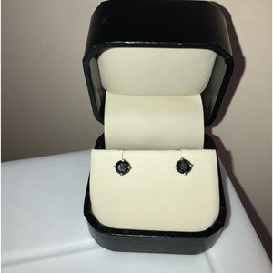 1ct Black Diamond 14k white gold studs